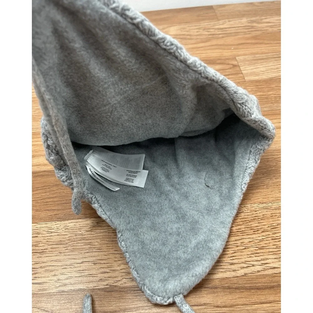 H&M Little Girls Winter Beanie Hat with Pom Pom Grey Size 4-8 Years NEW